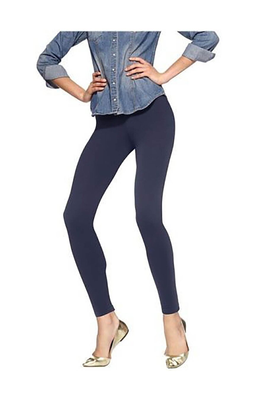 HUE Women's Navy Cotton Leggings Medium NWT